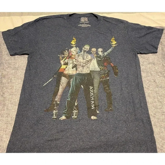 DC COMICS SUICIDE SQUAD MEN'S TEE BLUE T-SHIRT SIZE LARGE - Picture 1 of 5